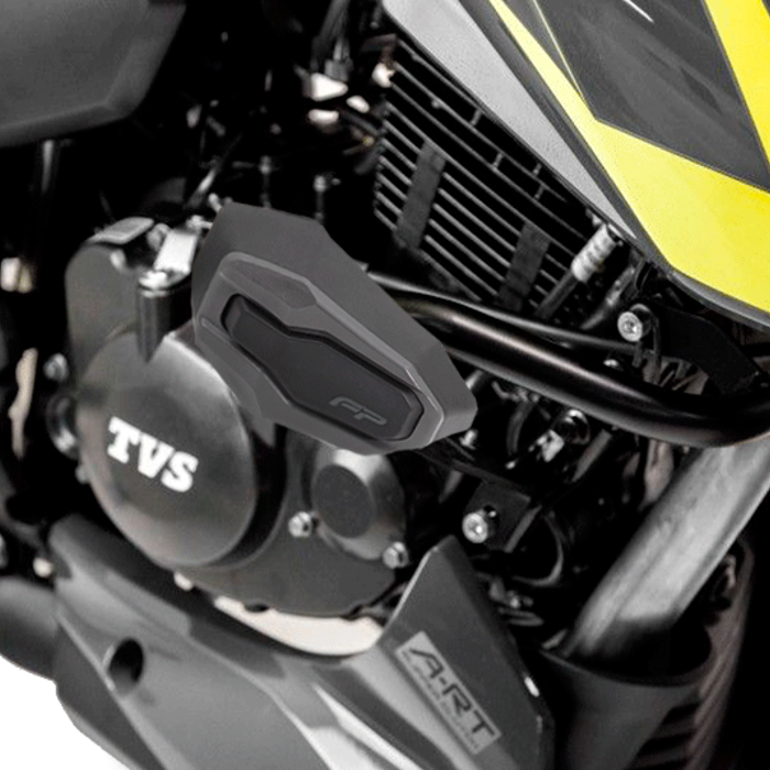 SLIDER 2DRIFT NEGRO/GRIS TVS APACHE 200 / 160 21-UP, Slider. Anticaídas, Punta de Goma, Accesorios FP, Nuevo Accesorio, Motos TVS