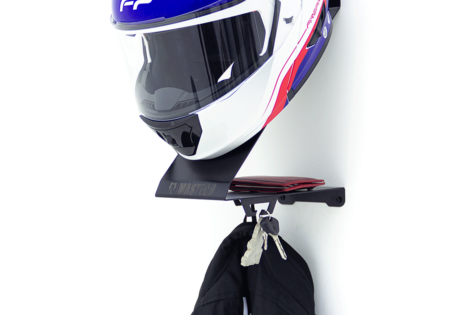Soporte para Casco, Llaves, Chaqueta y Billetera