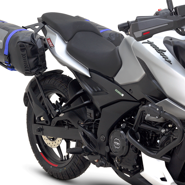 Soporte de maletas laterales Pulsar N160
Soporte de maletas laterales Pulsar N250
Maletas compatibles Pulsar N160 y Pulsar N250
viajes en moto Pulsar N160 y Pulsar N250