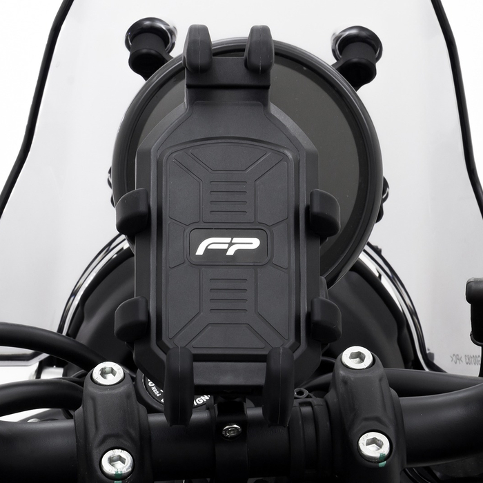 Porta Celular FP Ultra Shock Adventure instalado en moto todo terreno