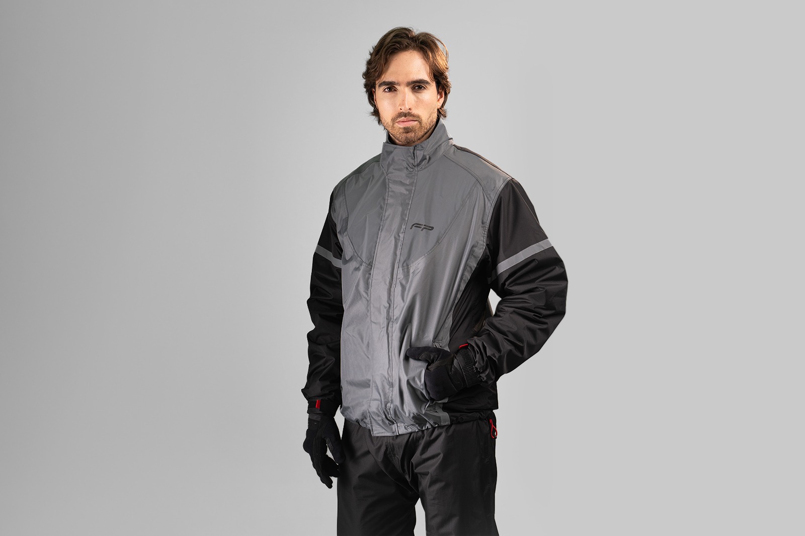 Impermeable reflectivo gris cyclone