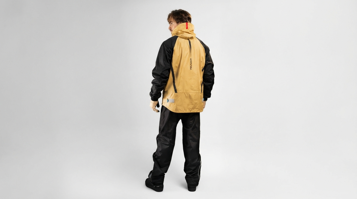 Ajuste del impermeable en la espalda