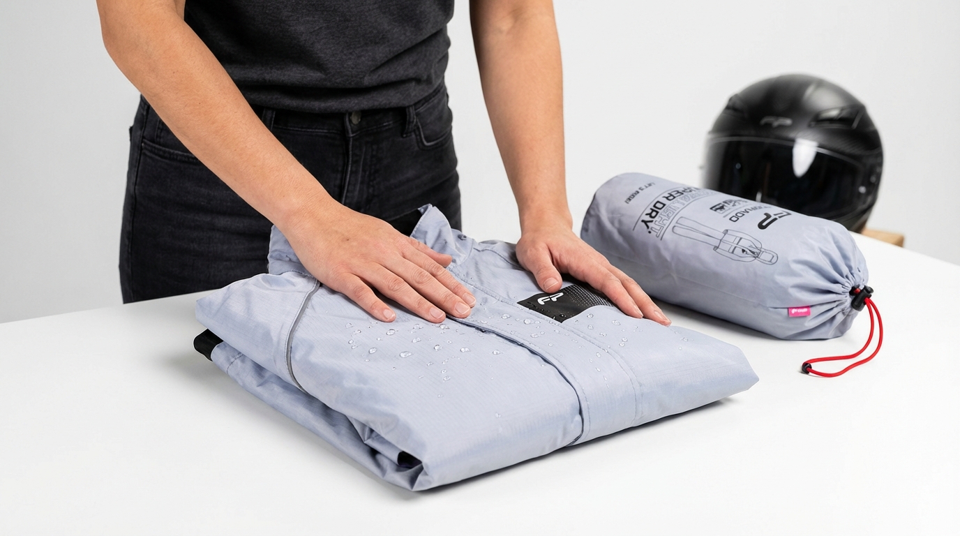 Como doblar el impermeable