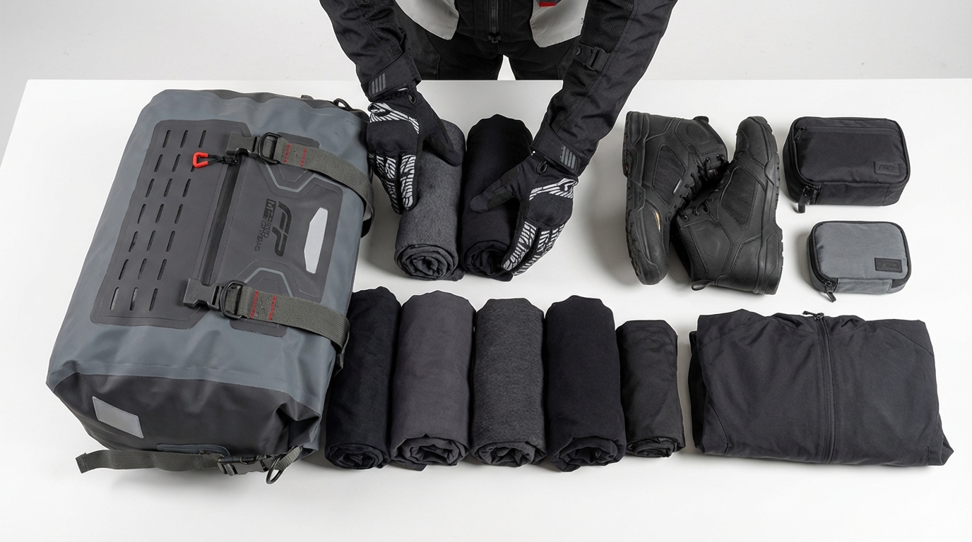Empacando para un viaje en moto