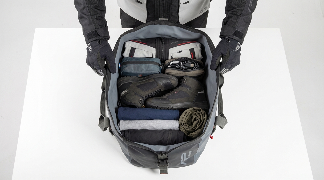 Todo bien organizado en el drybag impermeable