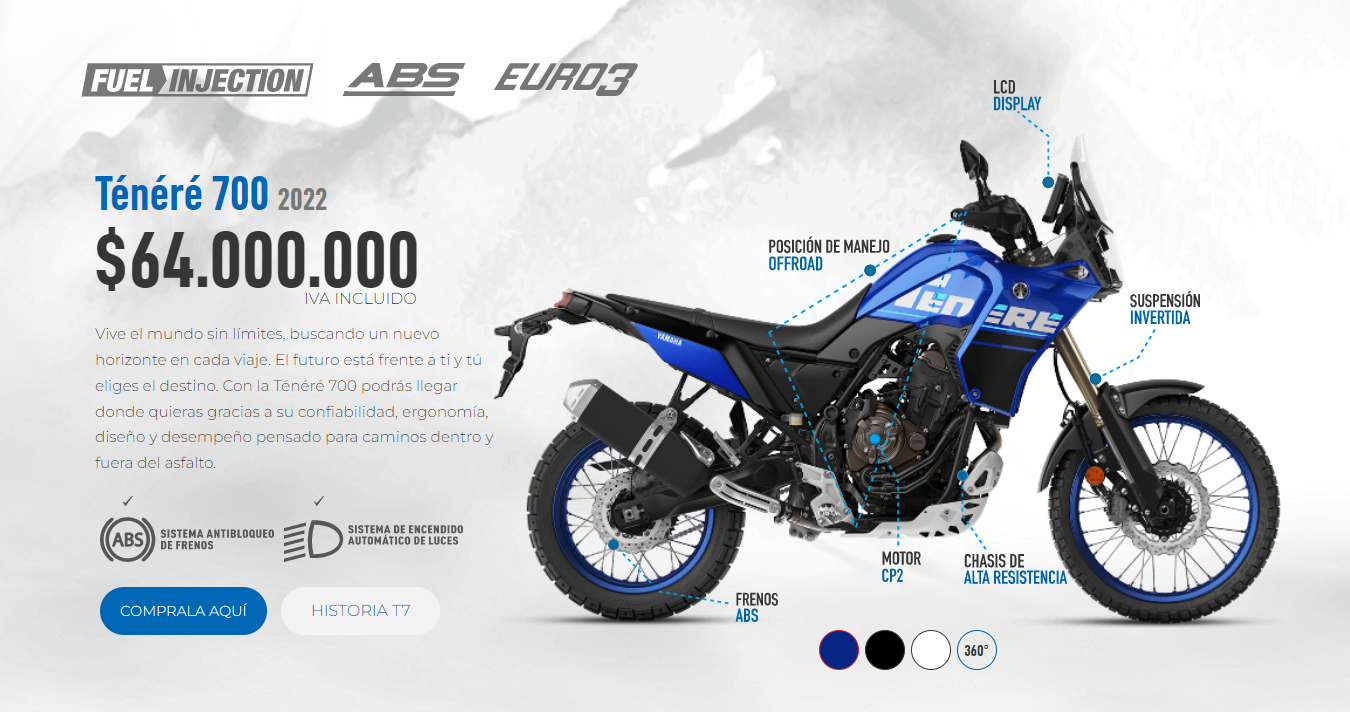 Precio Yamaha Tenere 700 modelo 2022