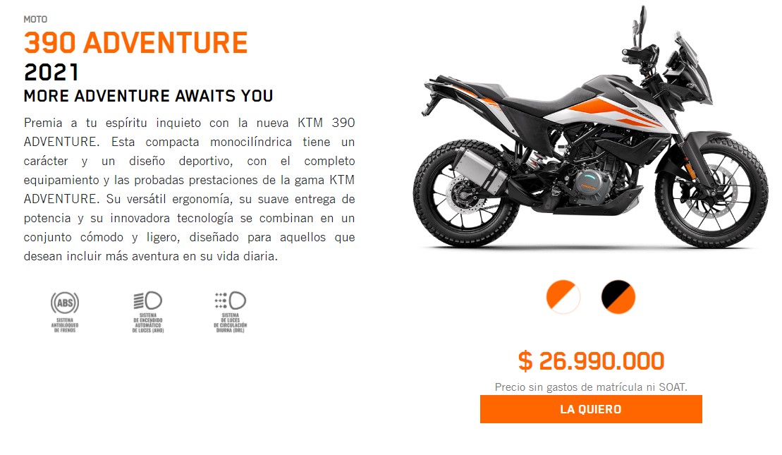 Precio KTM 390 Adventure Nueva