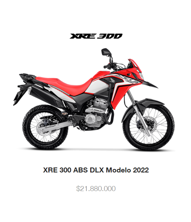 Precio XRE 300 Rally Roja DLX ABS 2022