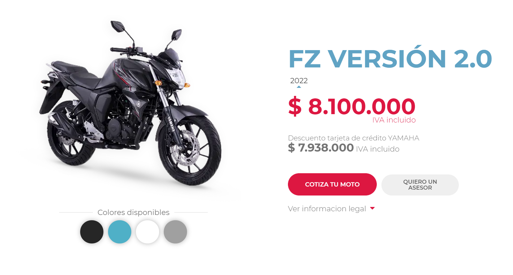 Precio Yamaha FZ 2.0 2022