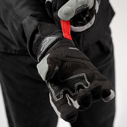 Guantes Core grises para moto de calle, frescos y suaves, con palma antideslizante de cuero Chamude y silicona