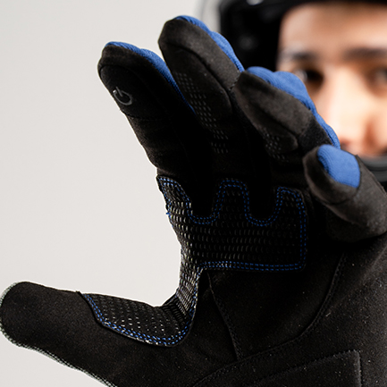 Guantes Core azul navy para moto, frescos y ventilados, compatibles con pantalla t&aacute;ctil de celular y GPS