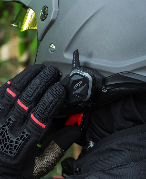 banner de seleccion de bluetooth, auriculares e intercomunicadores para moto