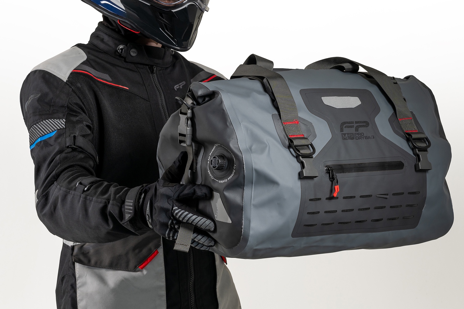 Maletín Dry Bag gris 45L FP para motociclistas