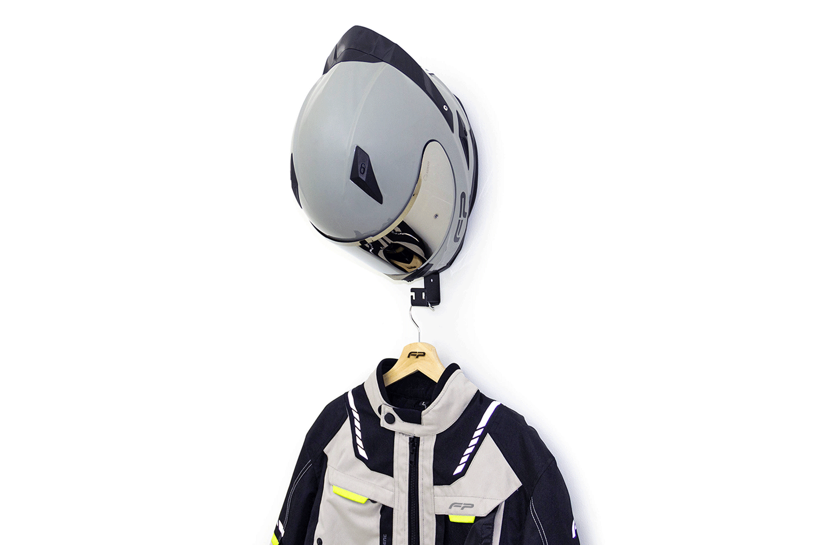 Soporte para casco y chaqueta de moto