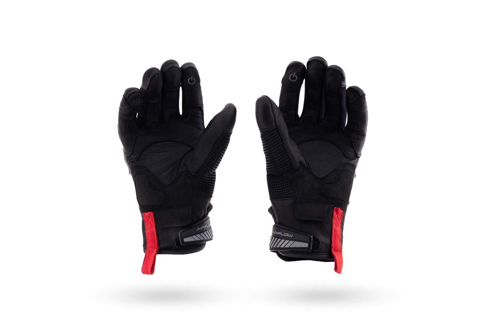 palmas de guantes de cuero negros