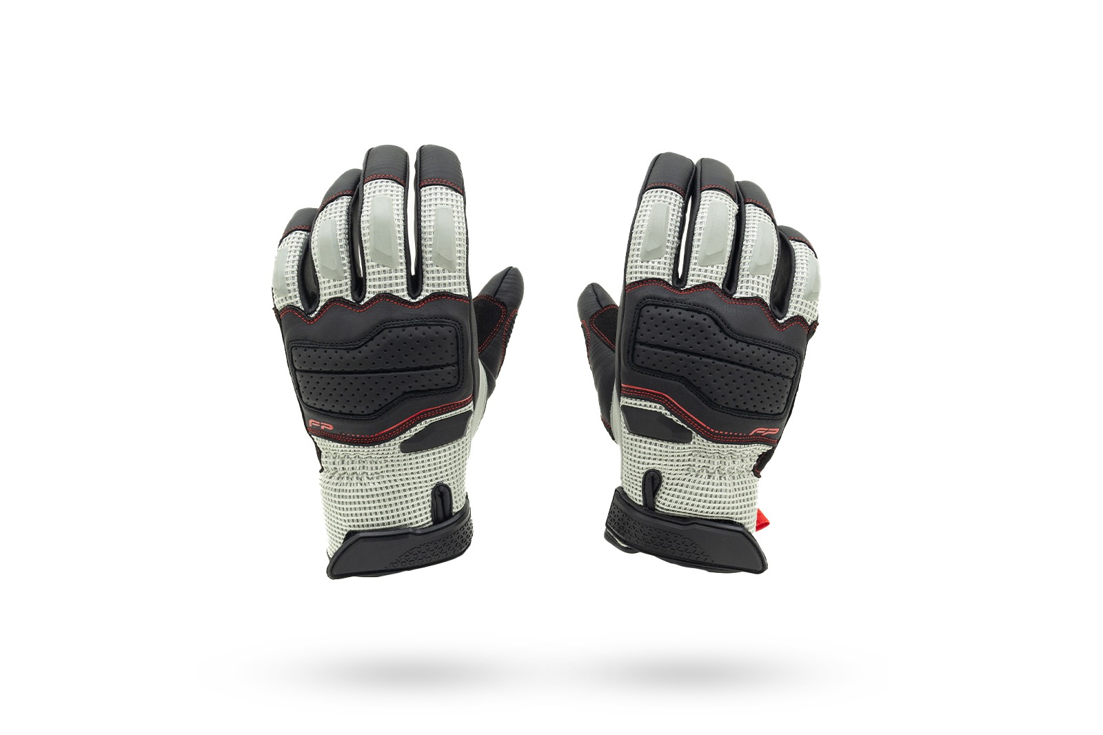 Guante de cuero Asphalt Gris para moto, diseño ventilado con protección en nudillos y palma reforzada con Chamude