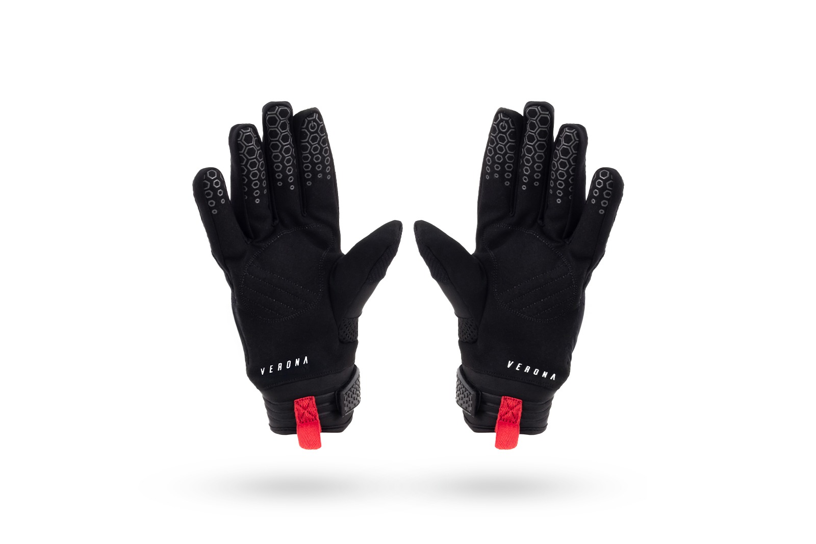 Vista trasera de guantes Verona negros para moto de mujer, ventilados y con refuerzos estratégicos para mayor control