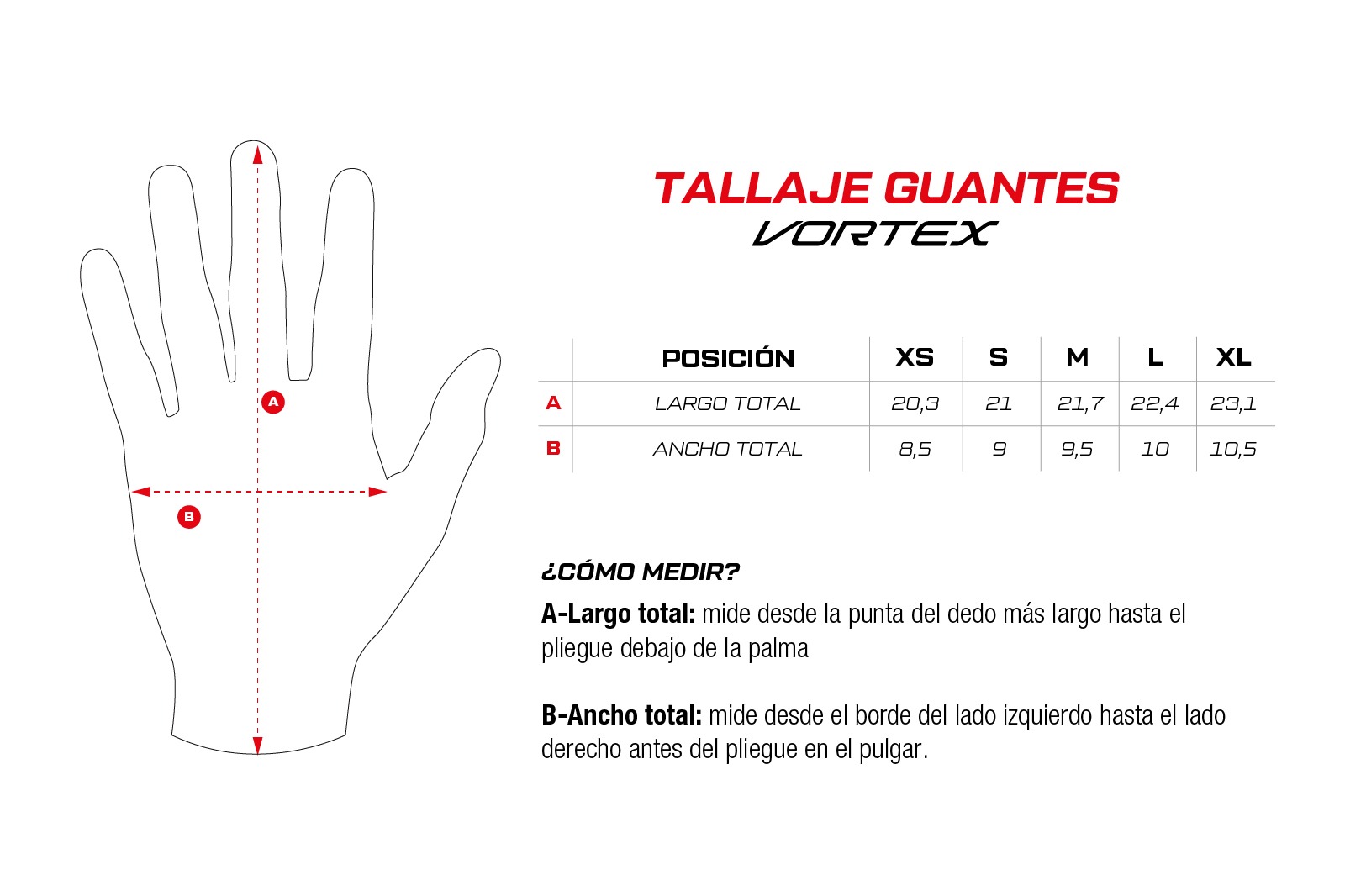 Tallaje Guantes Vortex Negro
