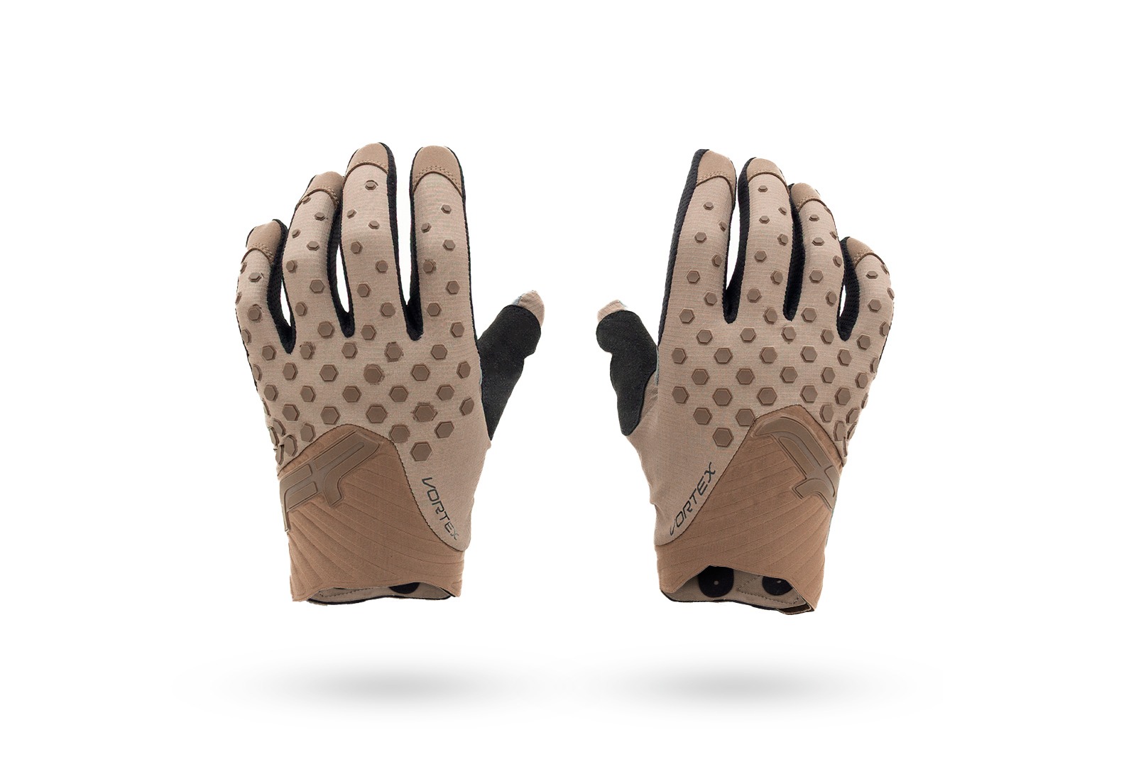 dorso guantes de enduro y motocross en color cafe