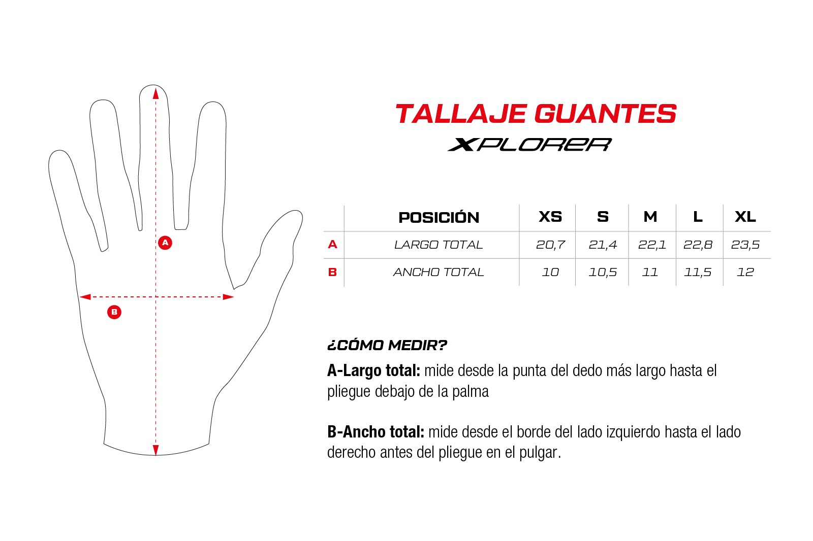 Tallaje Guantes Xplorer Tobaco