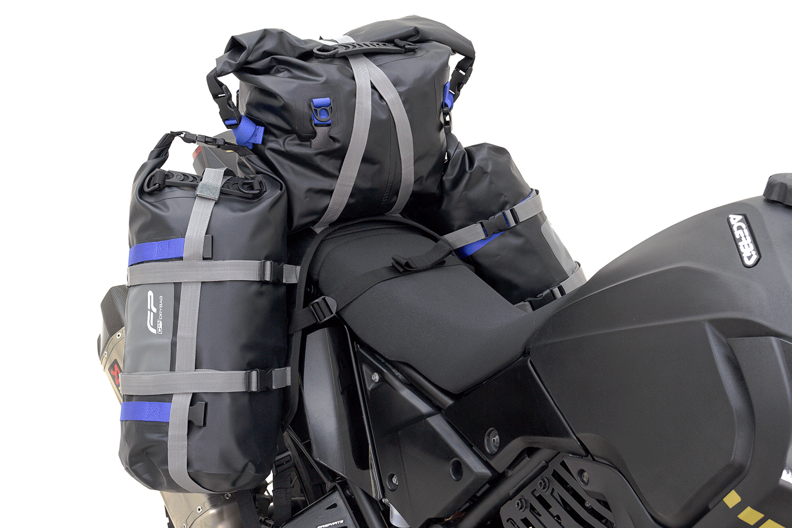 SISTEMA RACKLESS PARA DRYBAG  FP EXPEDITION, Soporte Maletas Laterales, Soporte Textil para Drybag, Organizador de Drybag, Anclaje de Drybag, Maletas Laterales, Cuelga Drybag, Soporte Textil, Drybag, Motocicleta, Correa, Universal, Resistente, Liviano, Fá