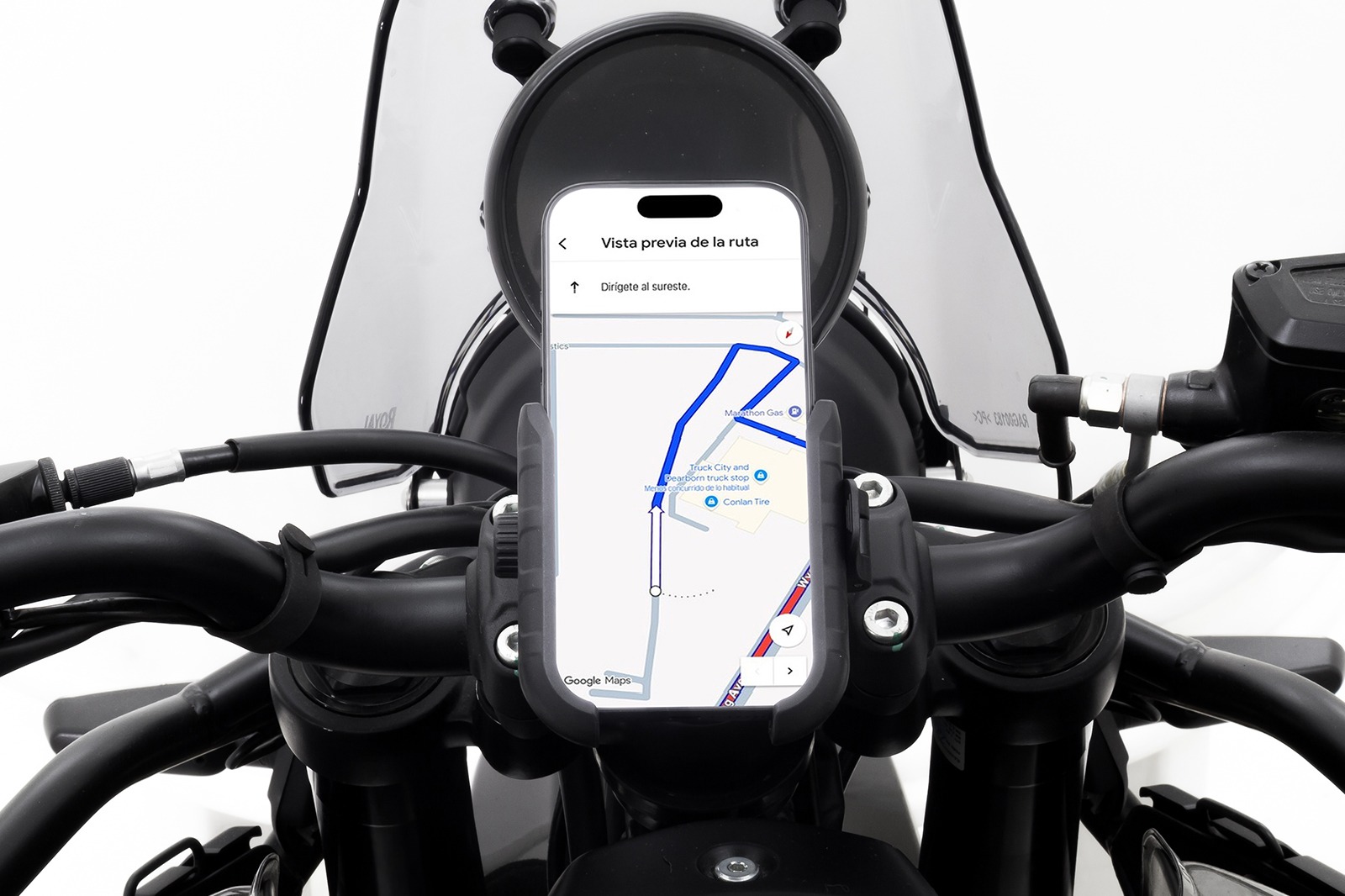 Vista frontal del Porta Celular FP Ultra con smartphone