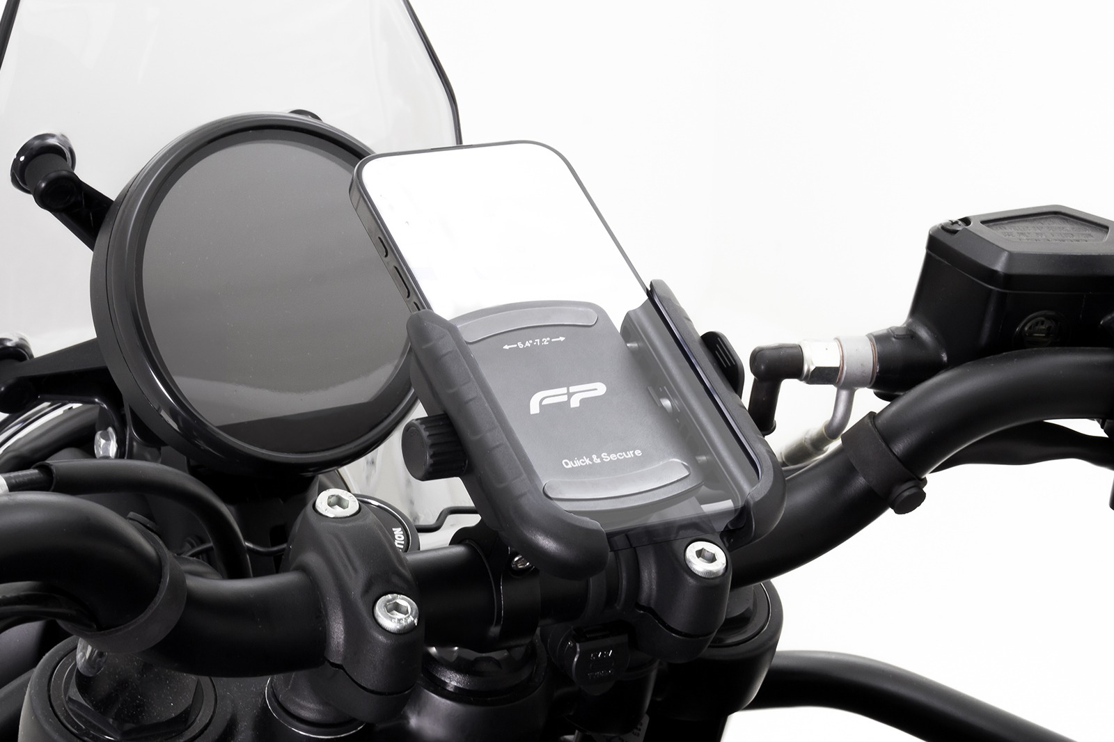 Vista lateral del soporte FP Ultra Shock en manubrio