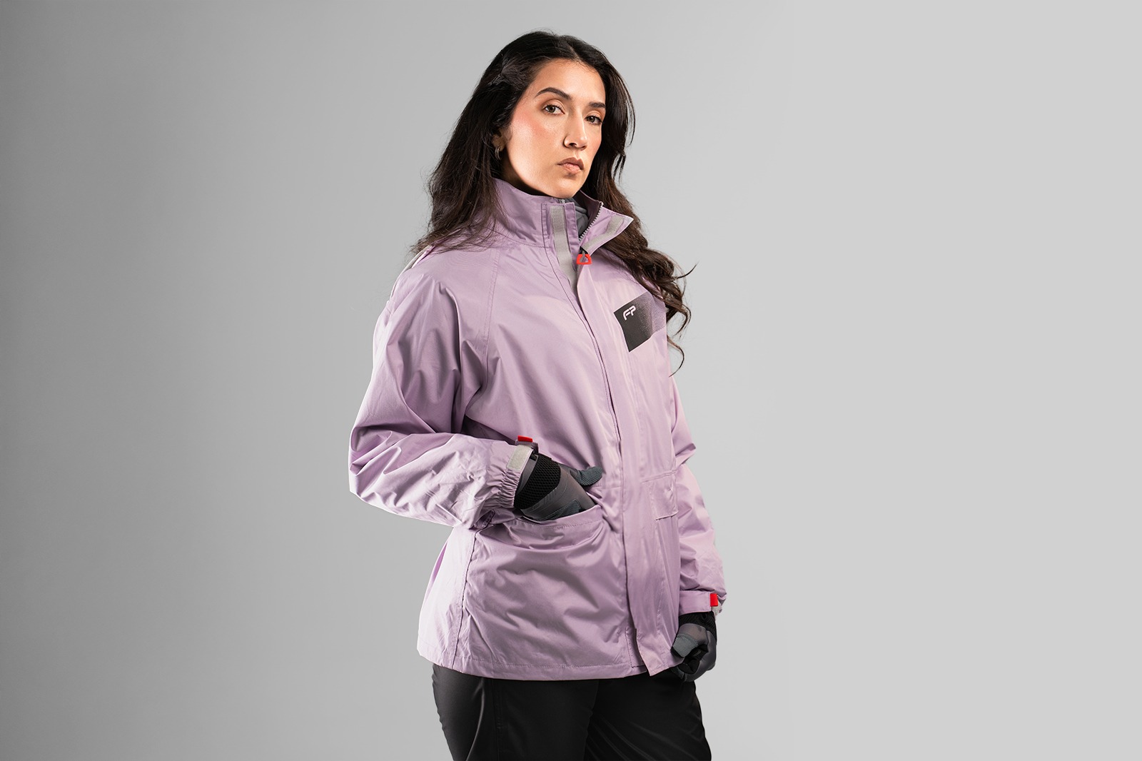 Chaqueta impermeable para dama de moto